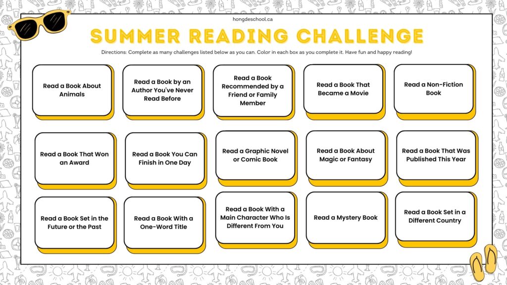 Summer Reading Challenge from HongDe