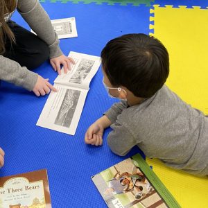 Students reading at the library