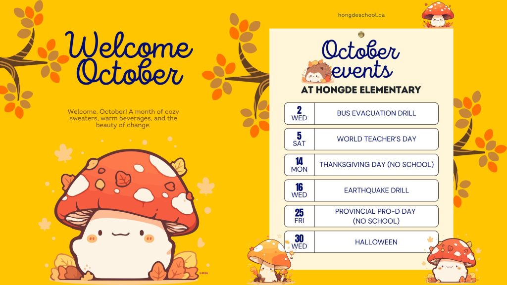 School calendar for October